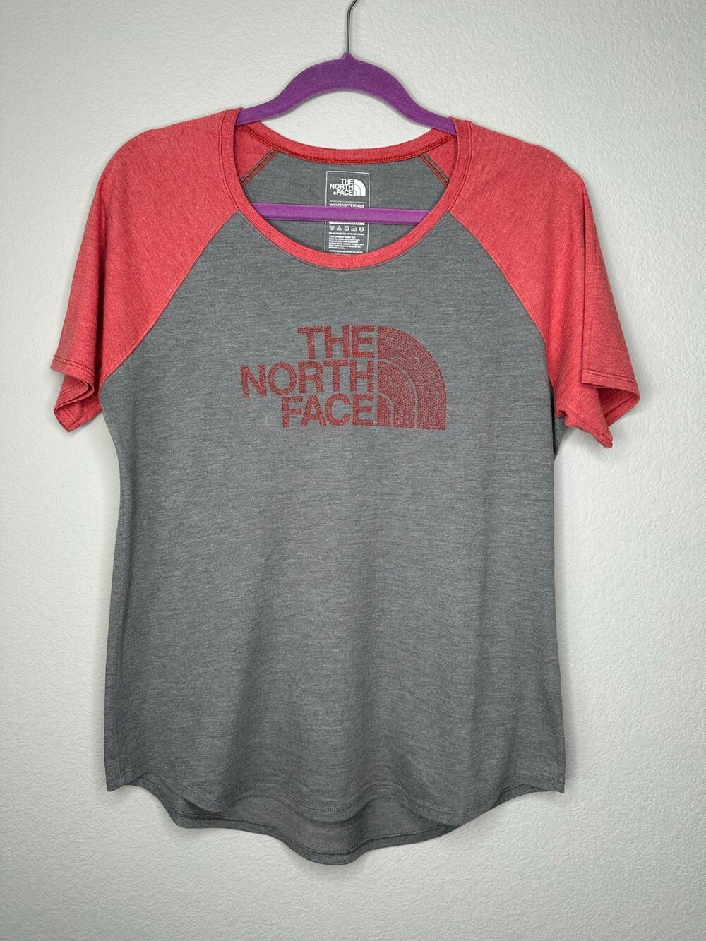 THE NORTH FACE Logo Women's Raglan Standard Baseball Graphic T Shirt Top Medium